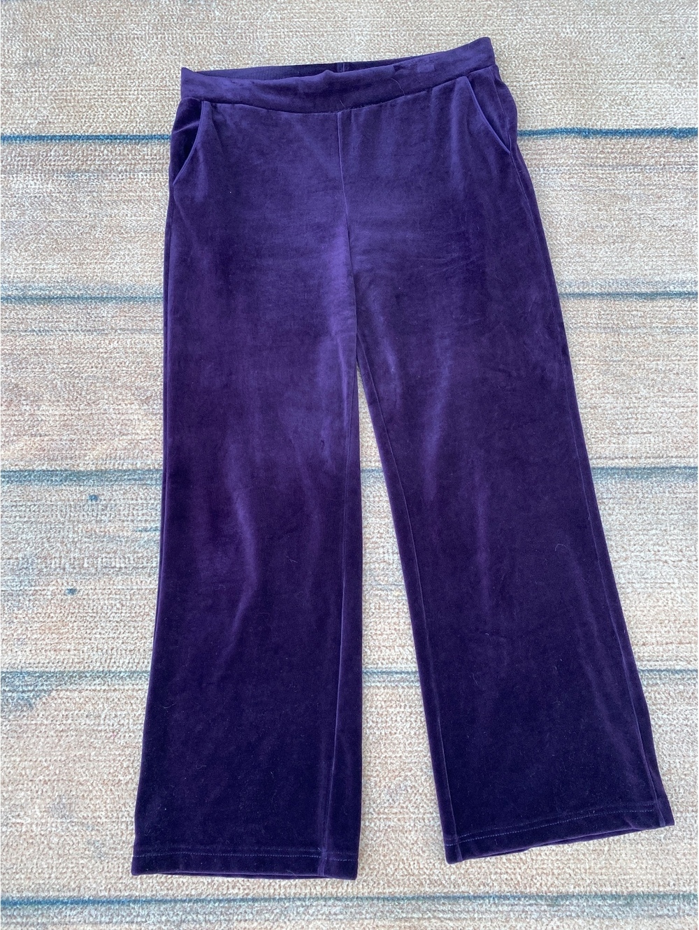 Whimsigoth dark romance eggplant cotton velour wide leg track bottoms pants